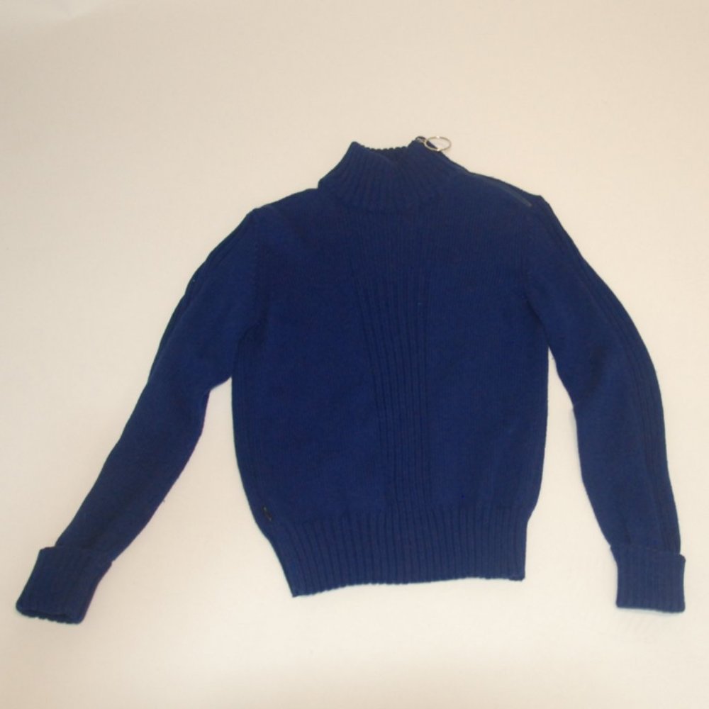 Moschino Blue Zip Mock Neck Sweater